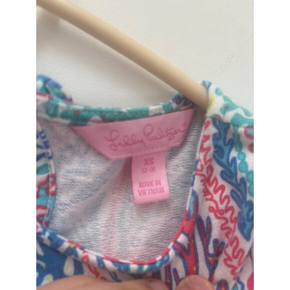 Lilly Pulitzer Girls XS (2-3) Let Minnow Multicolor Cotton Blend Long Sleeve Pep - Picture 3 of 5